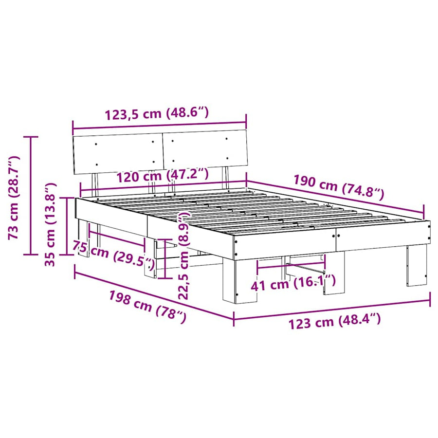 Bedframe Wasbruin 120 x 190 cm Massief grenenhout