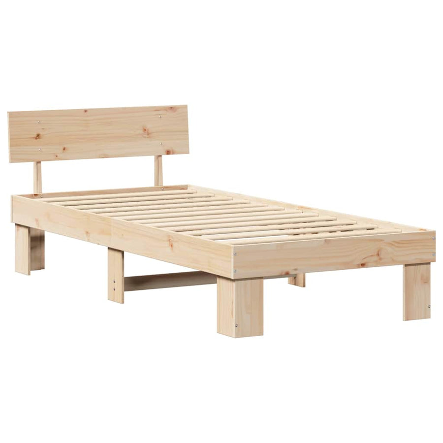 Bedframe met hoofdeinde Bruin 100 x 200 cm Massief grenenhout