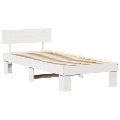 Bedframe met hoofdeinde Wit 100 x 200 cm Massief grenenhout