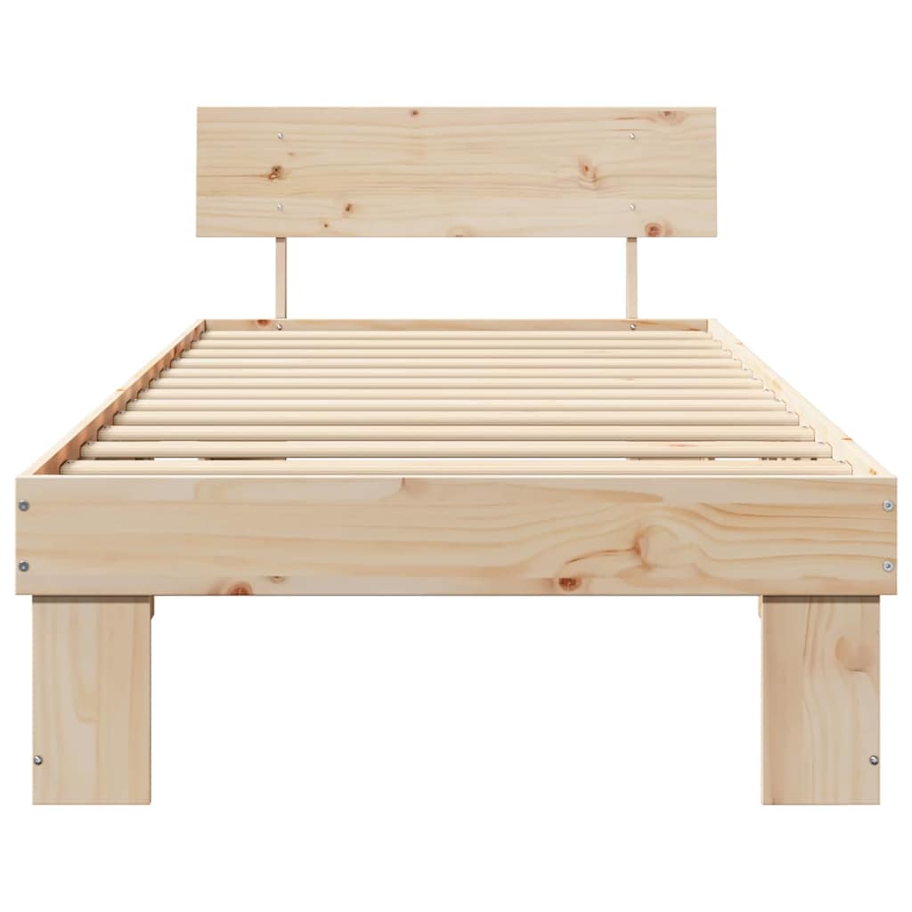 Bedframe met hoofdeinde Bruin 90 x 200 cm Massief grenenhout