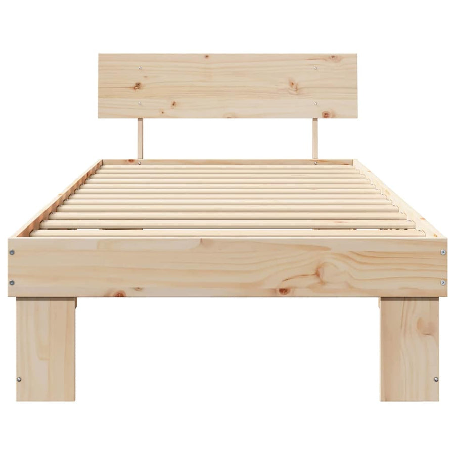 Bedframe met hoofdeinde Bruin 90 x 200 cm Massief grenenhout