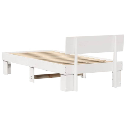 Bedframe met hoofdeinde Wit 90 x 200 cm Massief grenenhout