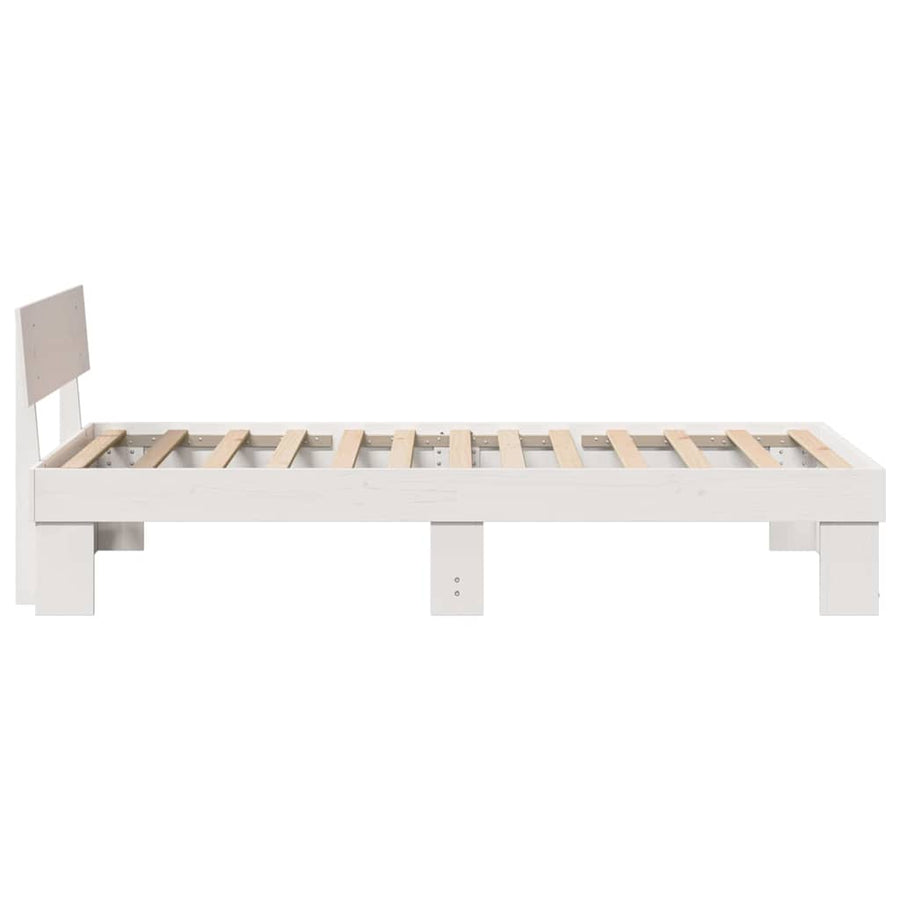 Bedframe met hoofdeinde Wit 90 x 200 cm Massief grenenhout