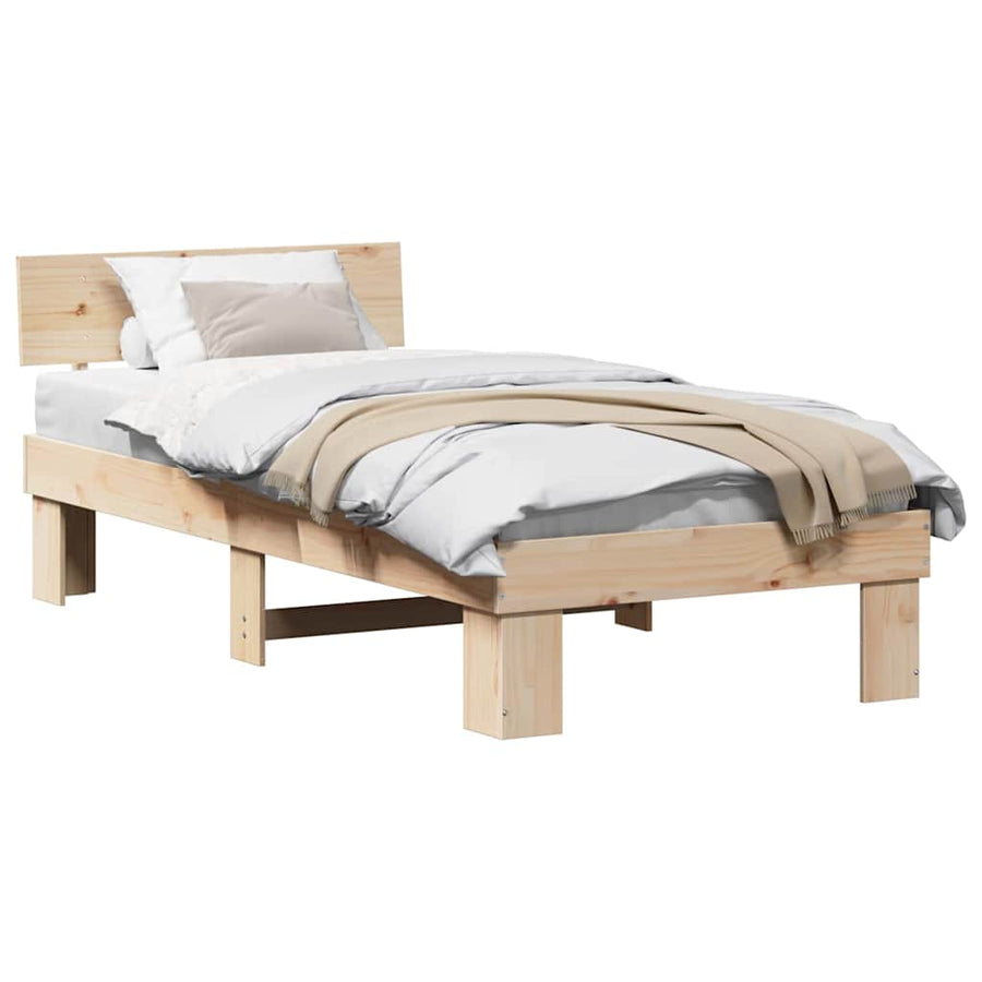 Bedframe met hoofdeinde Bruin 80 x 200 cm Massief grenenhout