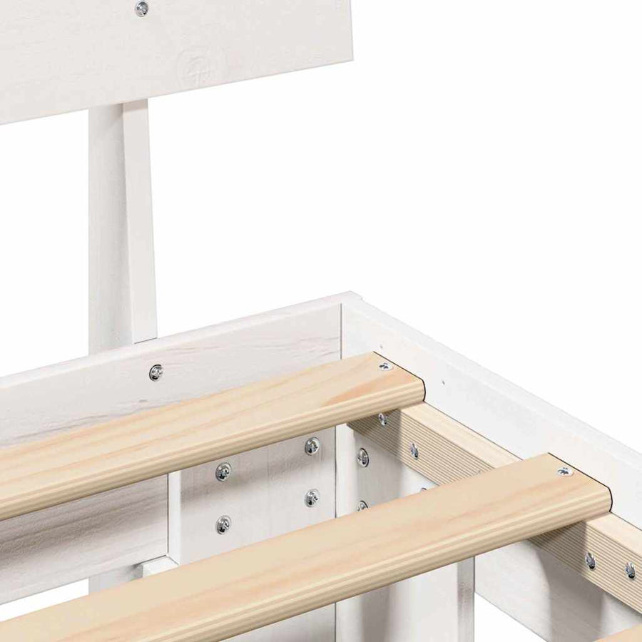 Bedframe met hoofdeinde Wit 80 x 200 cm Massief grenenhout