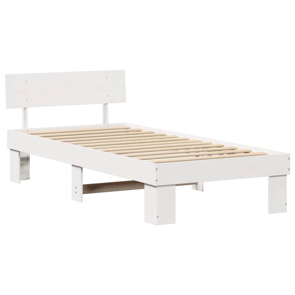 Bedframe met hoofdeinde Wit 80 x 200 cm Massief grenenhout