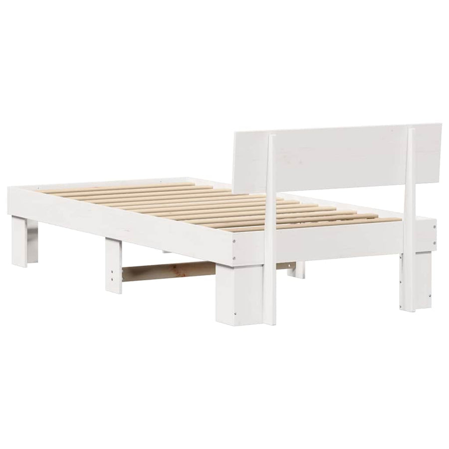 Bedframe met hoofdeinde Wit 80 x 200 cm Massief grenenhout