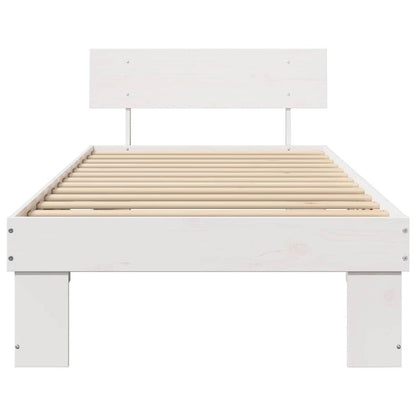 Bedframe met hoofdeinde Wit 80 x 200 cm Massief grenenhout