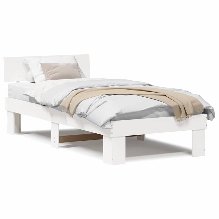 Bedframe met hoofdeinde Wit 80 x 200 cm Massief grenenhout