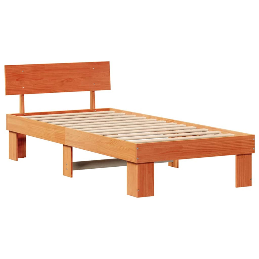 Bedframe met hoofdeinde Wasbruin 80 x 200 cm Massief grenenhout