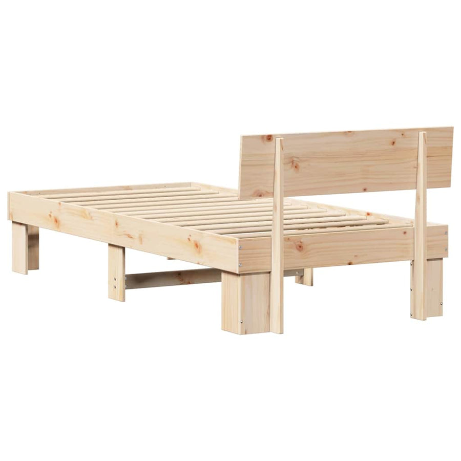Bedframe met hoofdeinde Bruin 90 x 190 cm Massief grenenhout