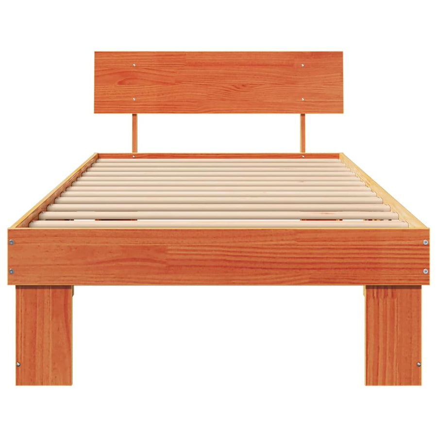 Bedframe met hoofdeinde Wasbruin 90 x 190 cm Massief grenenhout