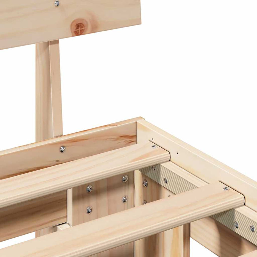 Bedframe met hoofdeinde Bruin 75 x 190 cm Massief grenenhout