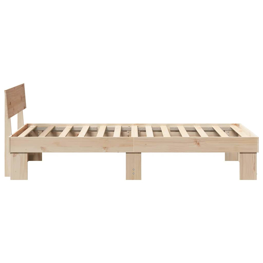 Bedframe met hoofdeinde Bruin 75 x 190 cm Massief grenenhout