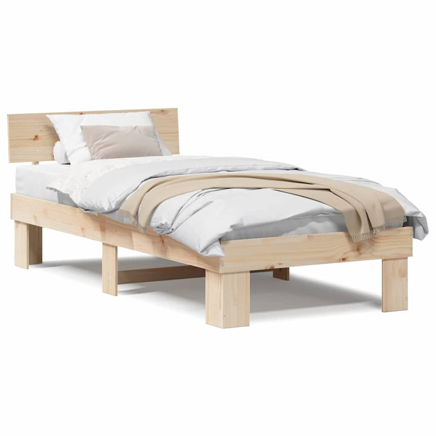 Bedframe met hoofdeinde Bruin 75 x 190 cm Massief grenenhout