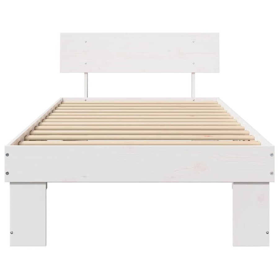 Bedframe met hoofdeinde Wit 75 x 190 cm Massief grenenhout