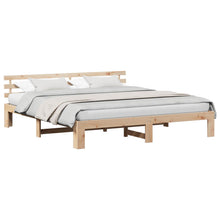 Bedframe met hoofdeinde Naturel 200 x 200 cm Massief grenenhout