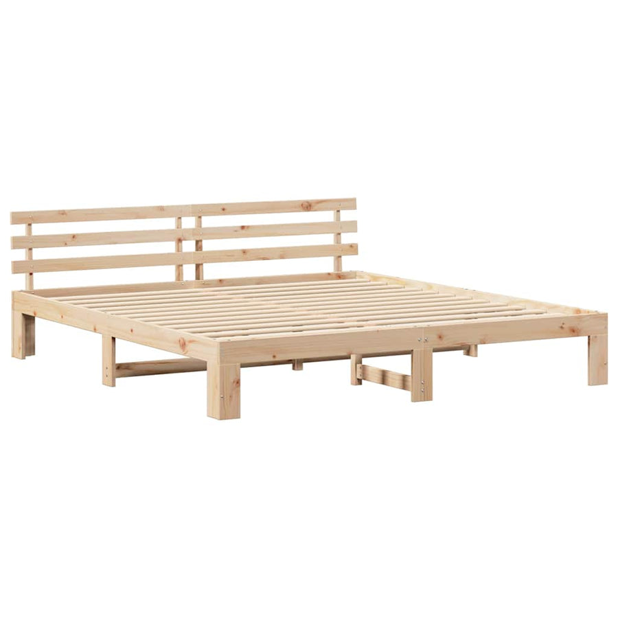 Bedframe met hoofdeinde Naturel 200 x 200 cm Massief grenenhout