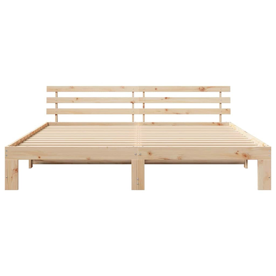 Bedframe met hoofdeinde Naturel 200 x 200 cm Massief grenenhout