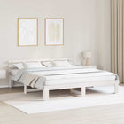 Bed Frame with Headboard White 200 x 200 cm Solid Pine Wood