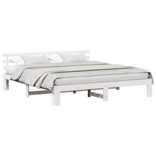 Bedframe met hoofdeinde Wit 200 x 200 cm Massief grenenhout