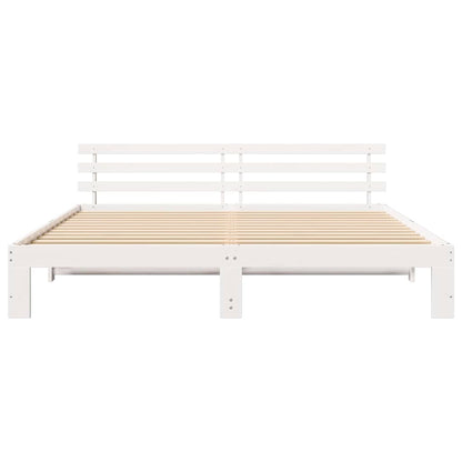 Bedframe met hoofdeinde Wit 200 x 200 cm Massief grenenhout