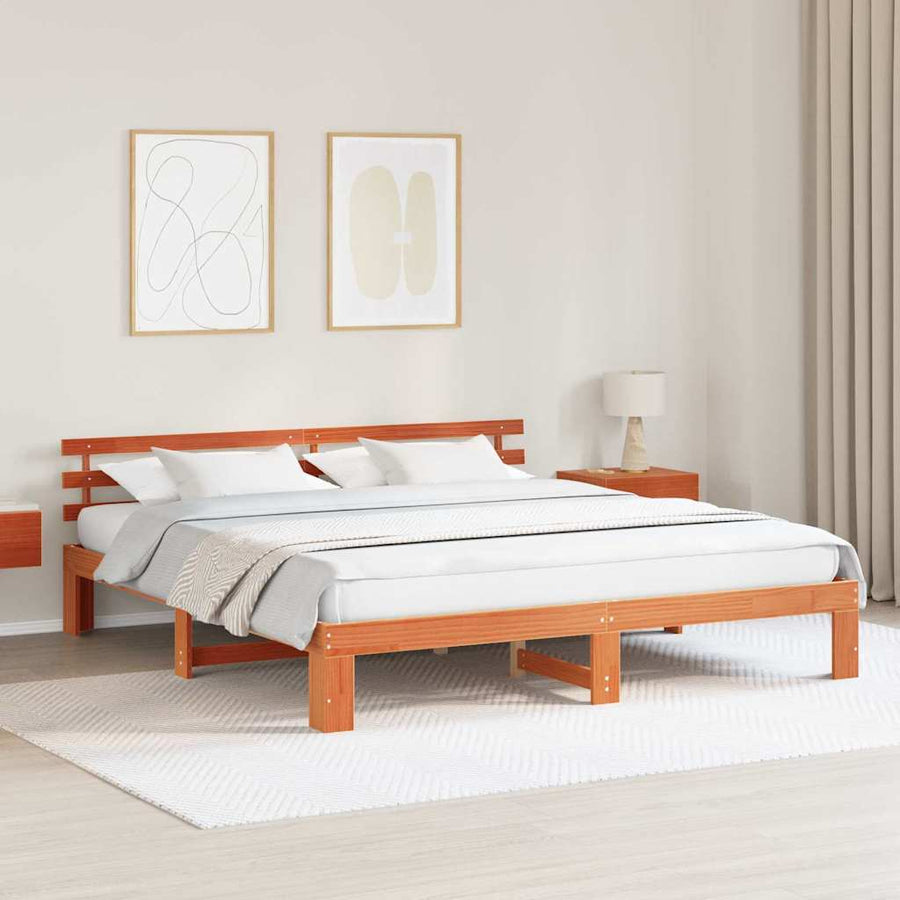 Bedframe Wasbruin 200 x 200 cm Massief grenenhout