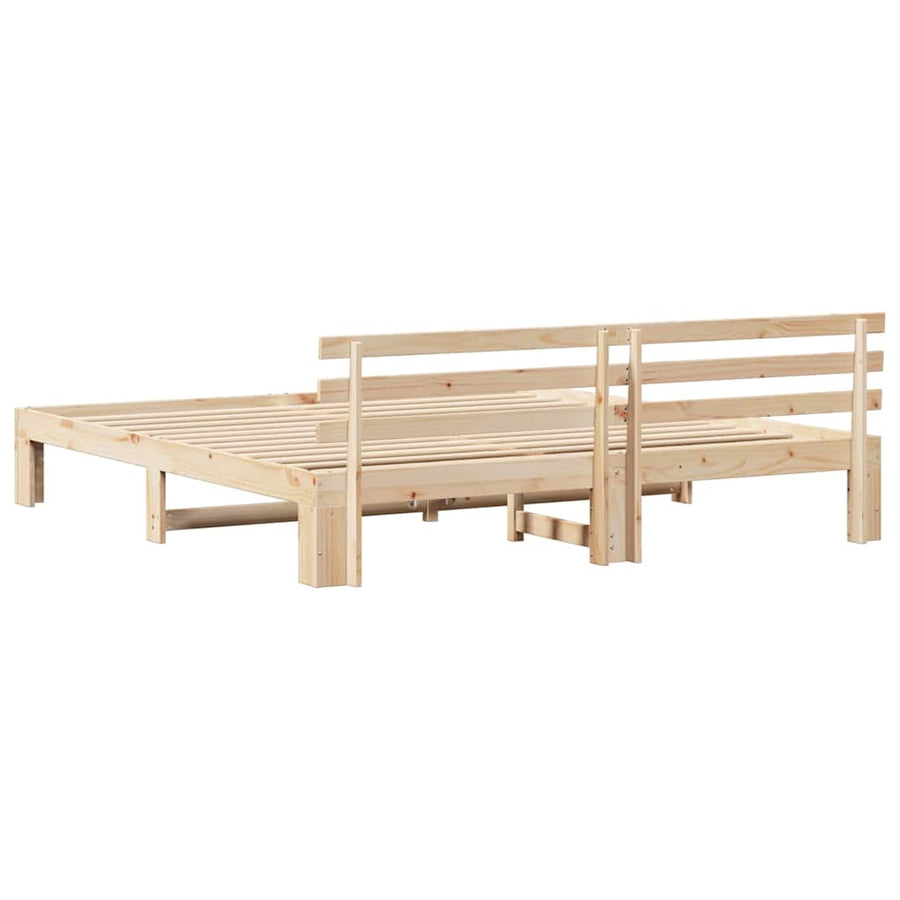 Bedframe met hoofdeinde Naturel 180 x 200 cm Massief grenenhout