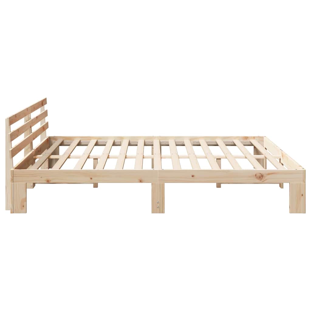 Bedframe met hoofdeinde Naturel 180 x 200 cm Massief grenenhout