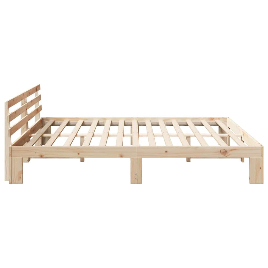 Bedframe met hoofdeinde Naturel 180 x 200 cm Massief grenenhout
