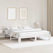 Bedframe 180x200 cm massief grenenhout wit