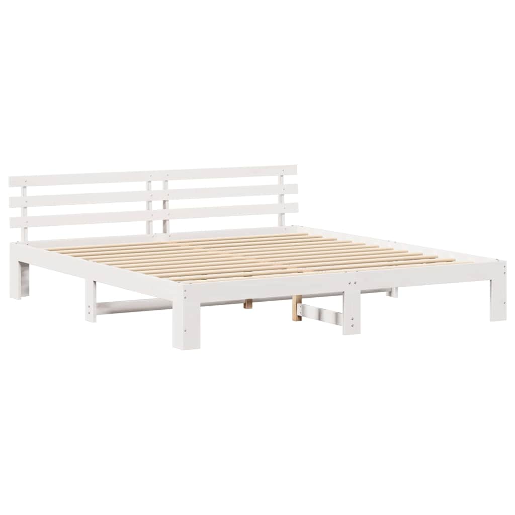 Bedframe met hoofdbord Wit 180x200 cm van Massief Grenenhout