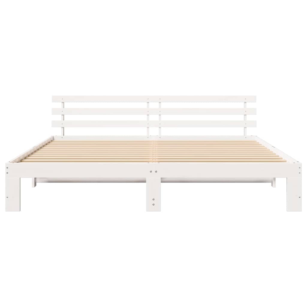 Bedframe met hoofdbord Wit 180x200 cm van Massief Grenenhout