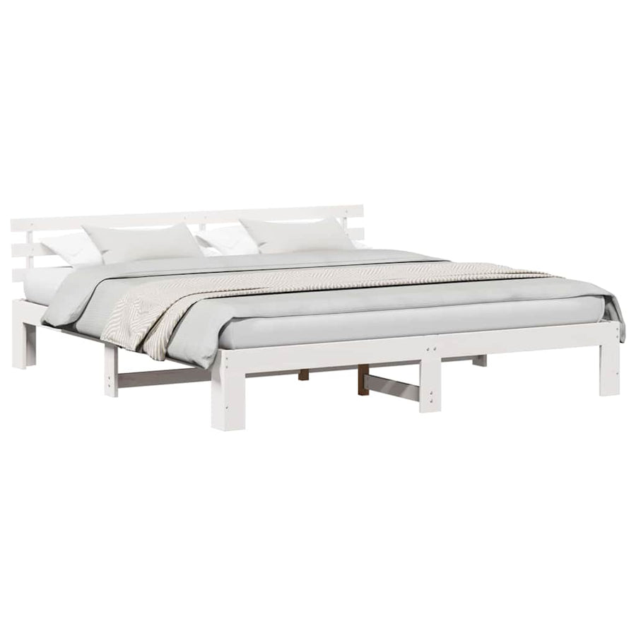 Bedframe met hoofdbord Wit 180x200 cm van Massief Grenenhout
