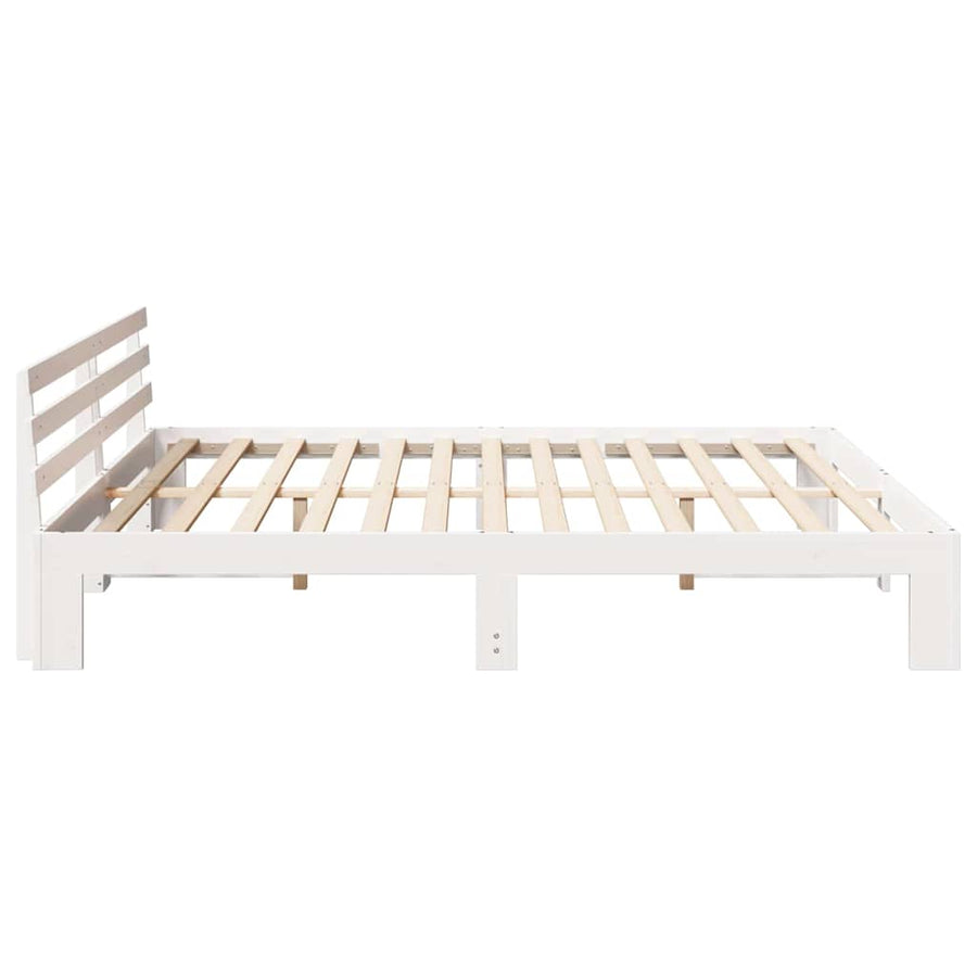 Bedframe met hoofdbord Wit 180x200 cm van Massief Grenenhout