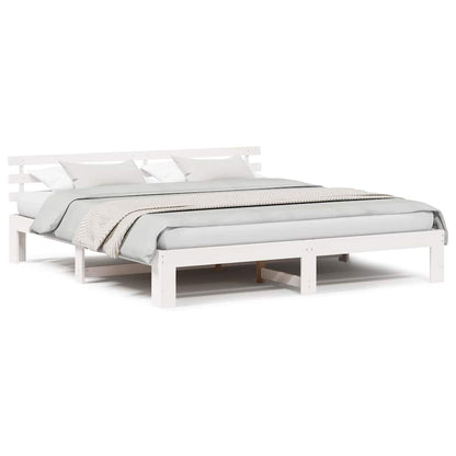 Bedframe met hoofdbord Wit 180x200 cm van Massief Grenenhout