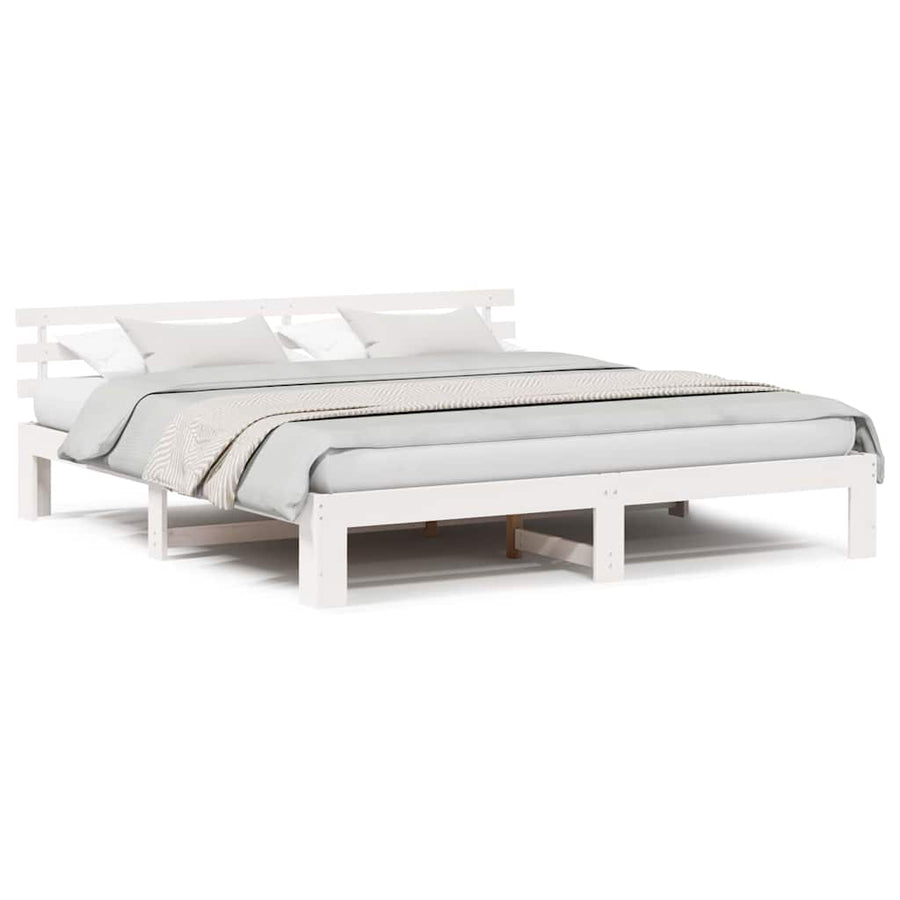 Bedframe met hoofdbord Wit 180x200 cm van Massief Grenenhout