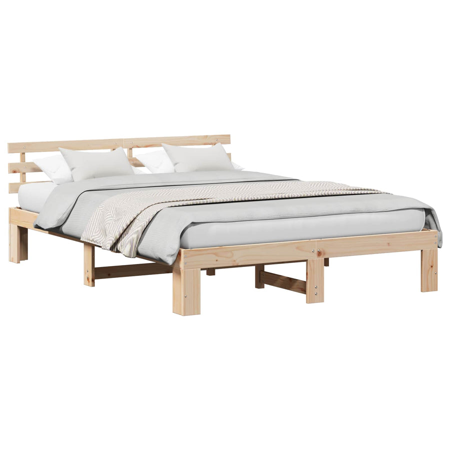 Bedframe met hoofdeinde Naturel 160 x 200 cm Massief grenenhout