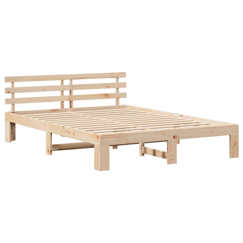 Bedframe met hoofdeinde Naturel 160 x 200 cm Massief grenenhout