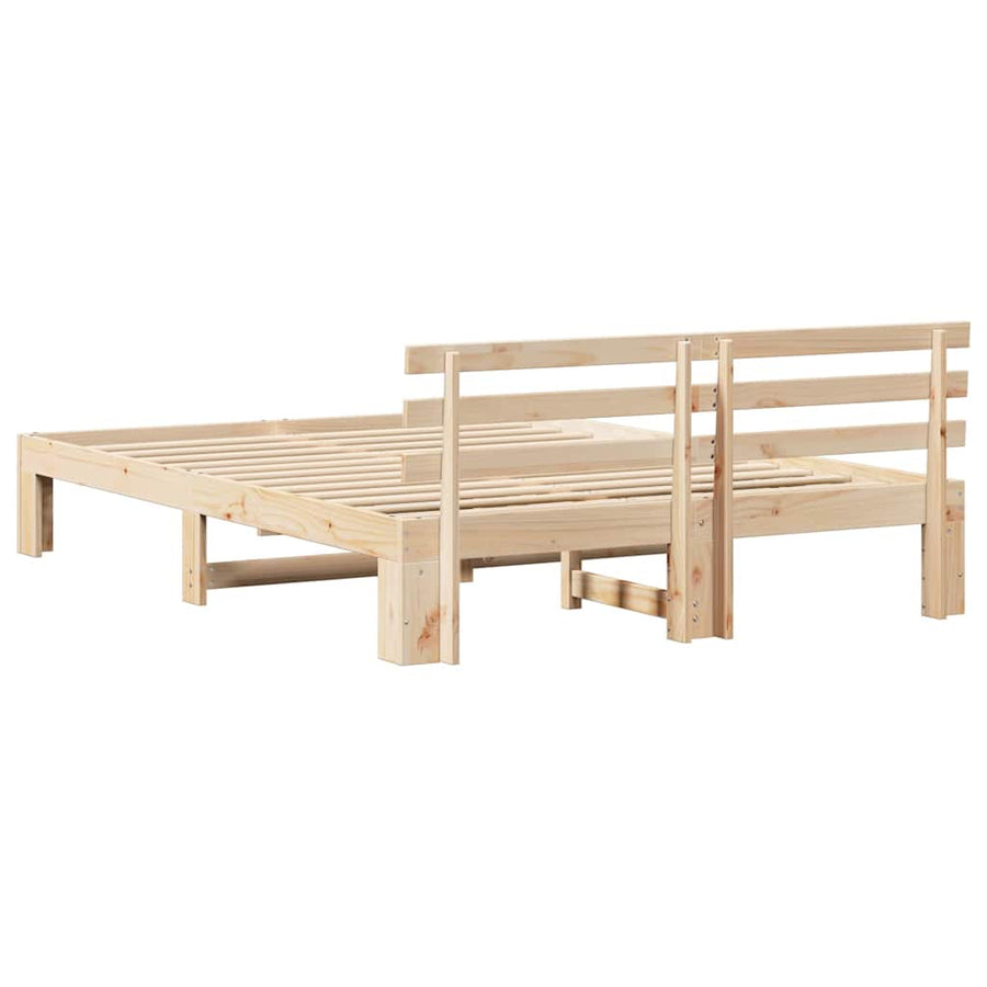 Bedframe met hoofdeinde Naturel 160 x 200 cm Massief grenenhout