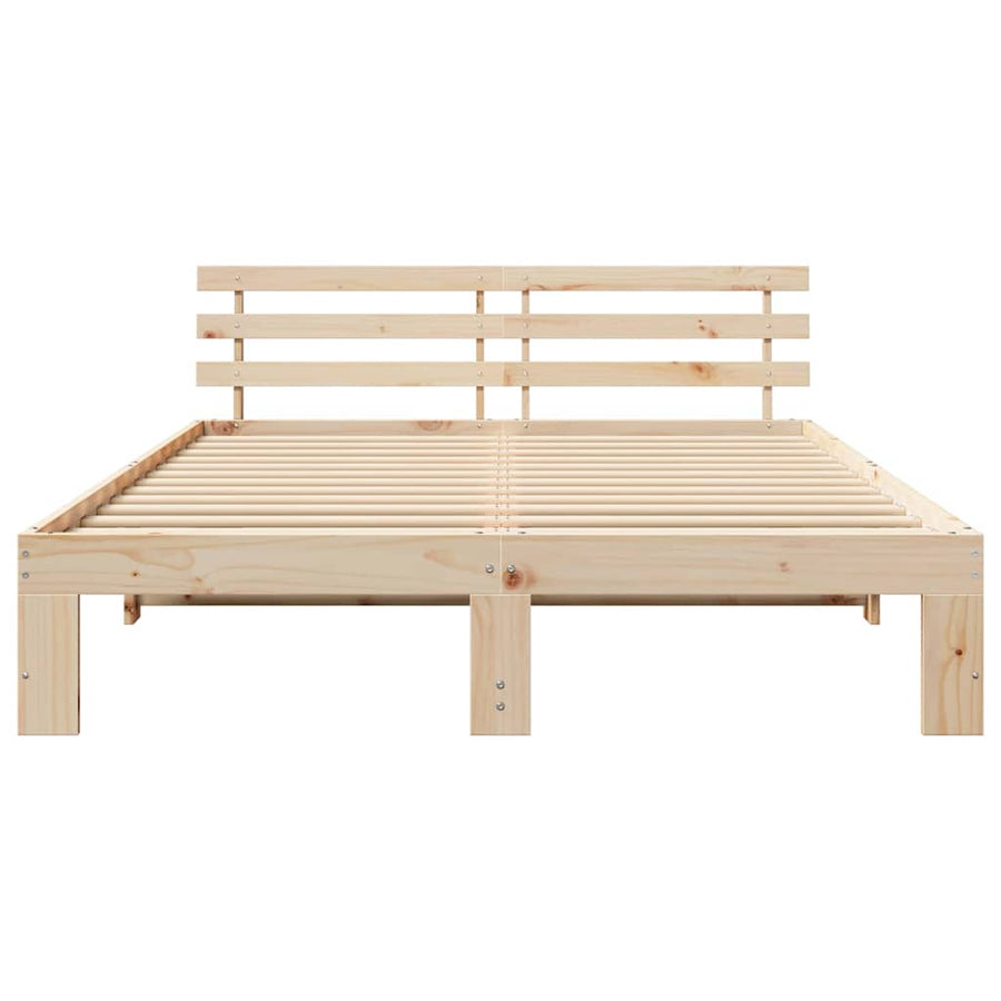 Bedframe met hoofdeinde Naturel 160 x 200 cm Massief grenenhout
