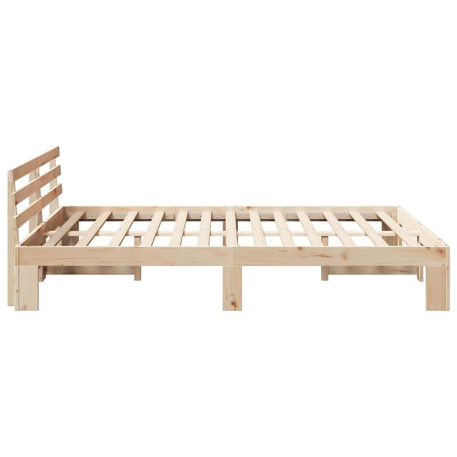 Bedframe met hoofdeinde Naturel 160 x 200 cm Massief grenenhout