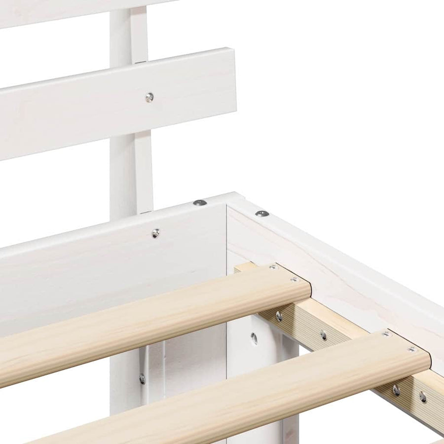 Bedframe met hoofdeinde Wit 160 x 200 cm Massief grenenhout