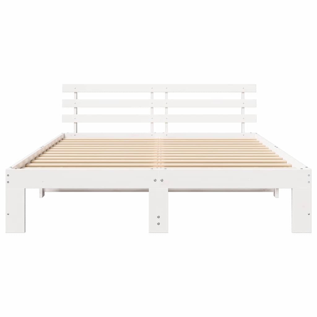 Bedframe met hoofdeinde Wit 160 x 200 cm Massief grenenhout