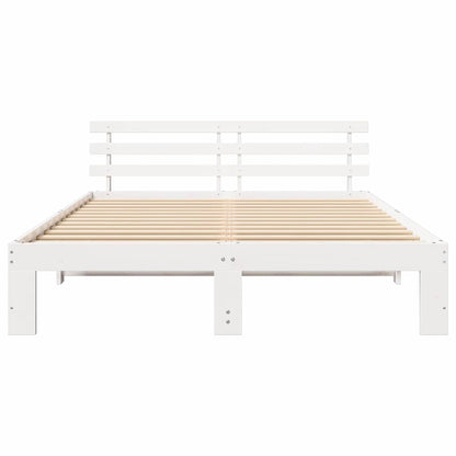 Bedframe met hoofdeinde Wit 160 x 200 cm Massief grenenhout