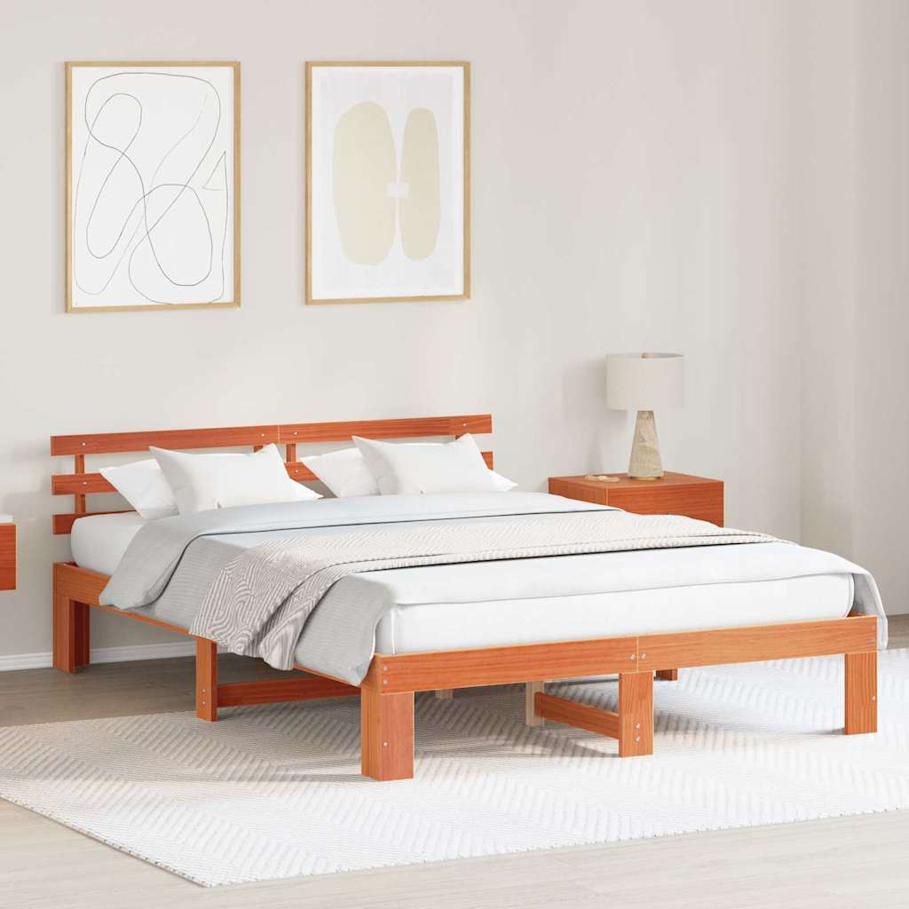 Bedframe Wasbruin 160 x 200 cm Massief grenenhout