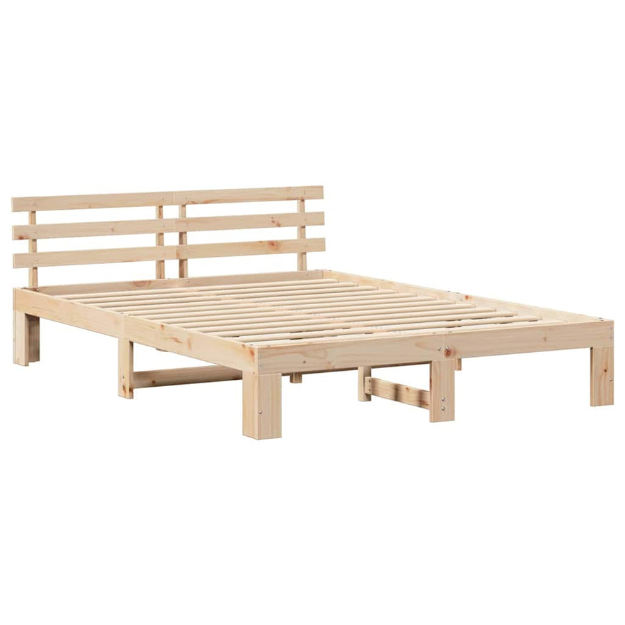 Bedframe met hoofdeinde Naturel 150 x 200 cm Massief grenenhout