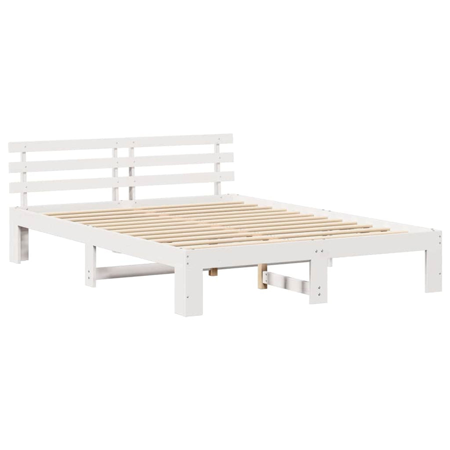 Bedframe met hoofdeinde Wit 150 x 200 cm Massief grenenhout