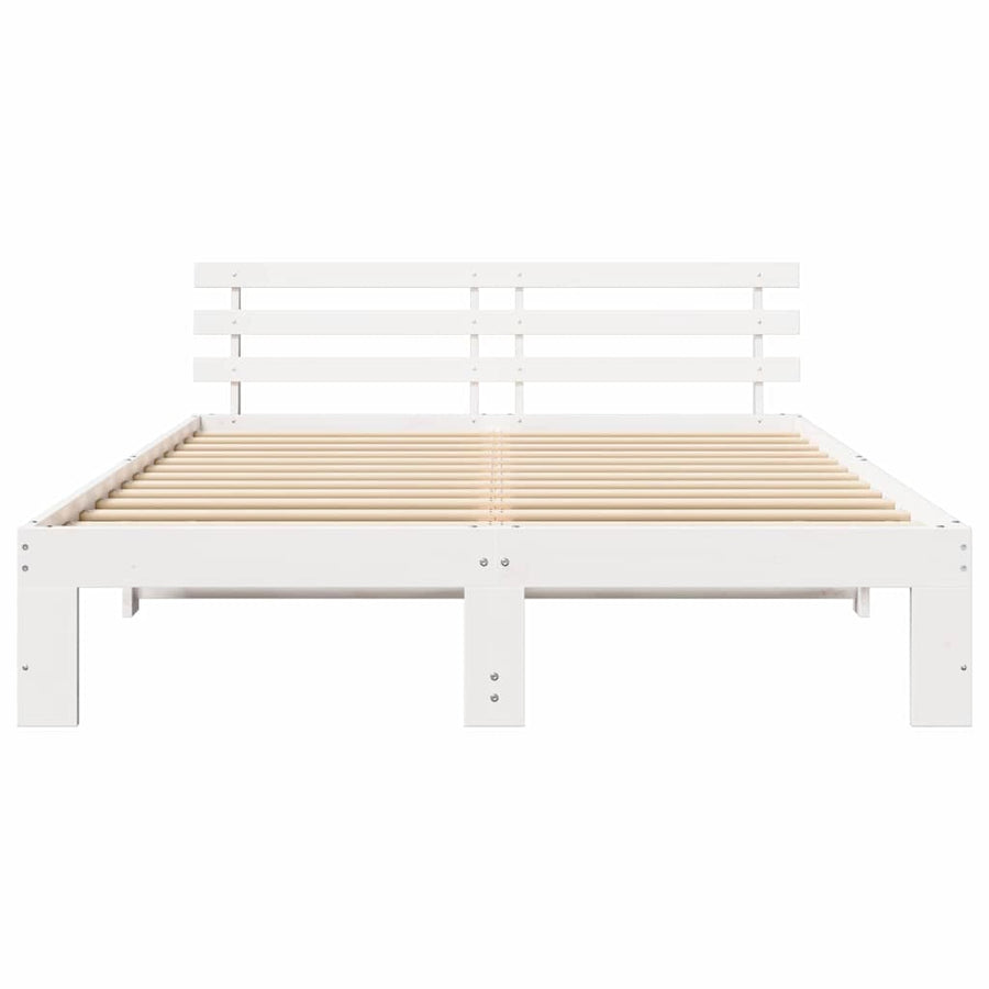 Bedframe met hoofdeinde Wit 150 x 200 cm Massief grenenhout