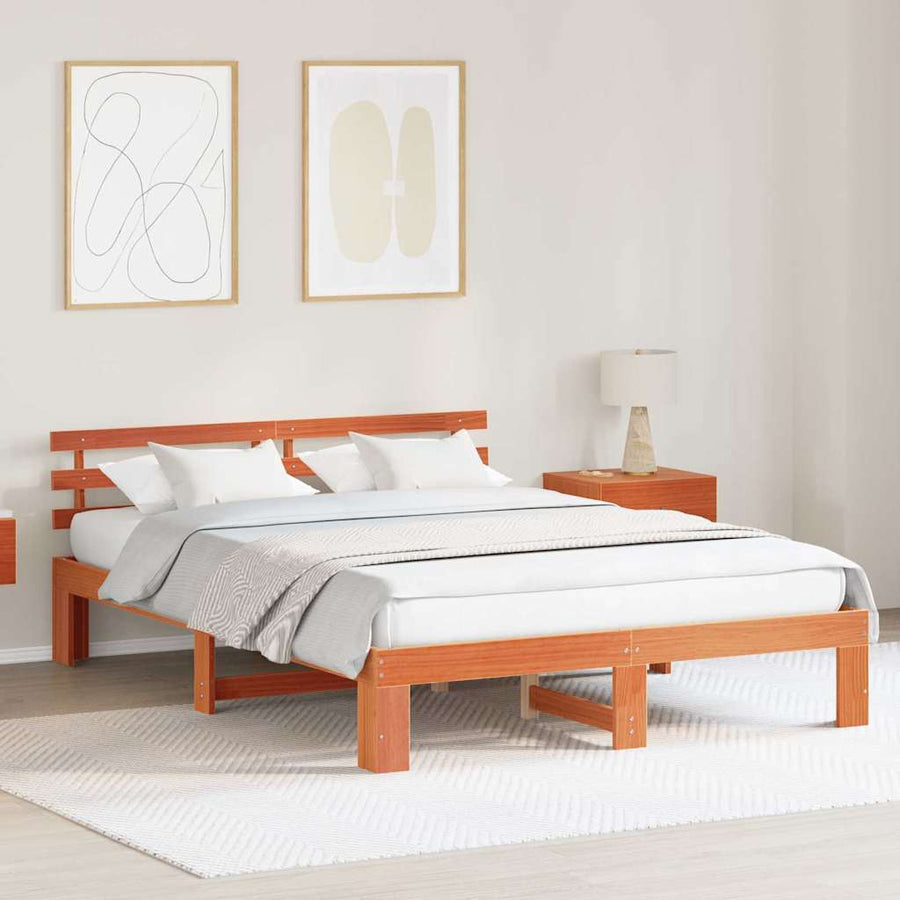 Bedframe Wasbruin 150 x 200 cm Massief grenenhout